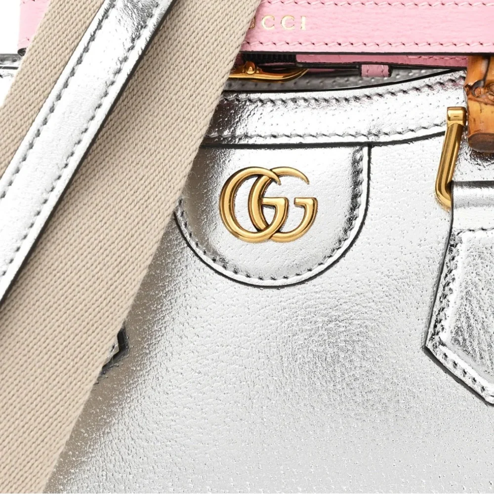 Gucci Silver Mini Bag with Bamboo Accent - Picture 7 of 10